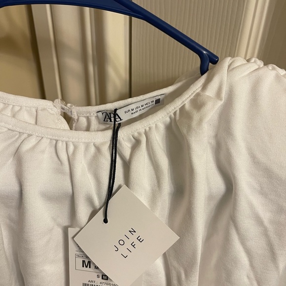 NWT Zara white shoulder pad cropped shirt M - Picture 7 of 7